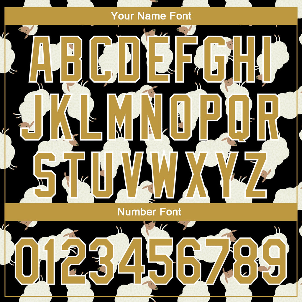 Custom Black Old Gold-White 3D Pattern Design Goat Authentic Baseball Jersey