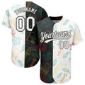 Custom Black White 3D Pattern Design Music Festival Brazilian Carnival Authentic Baseball Jersey
