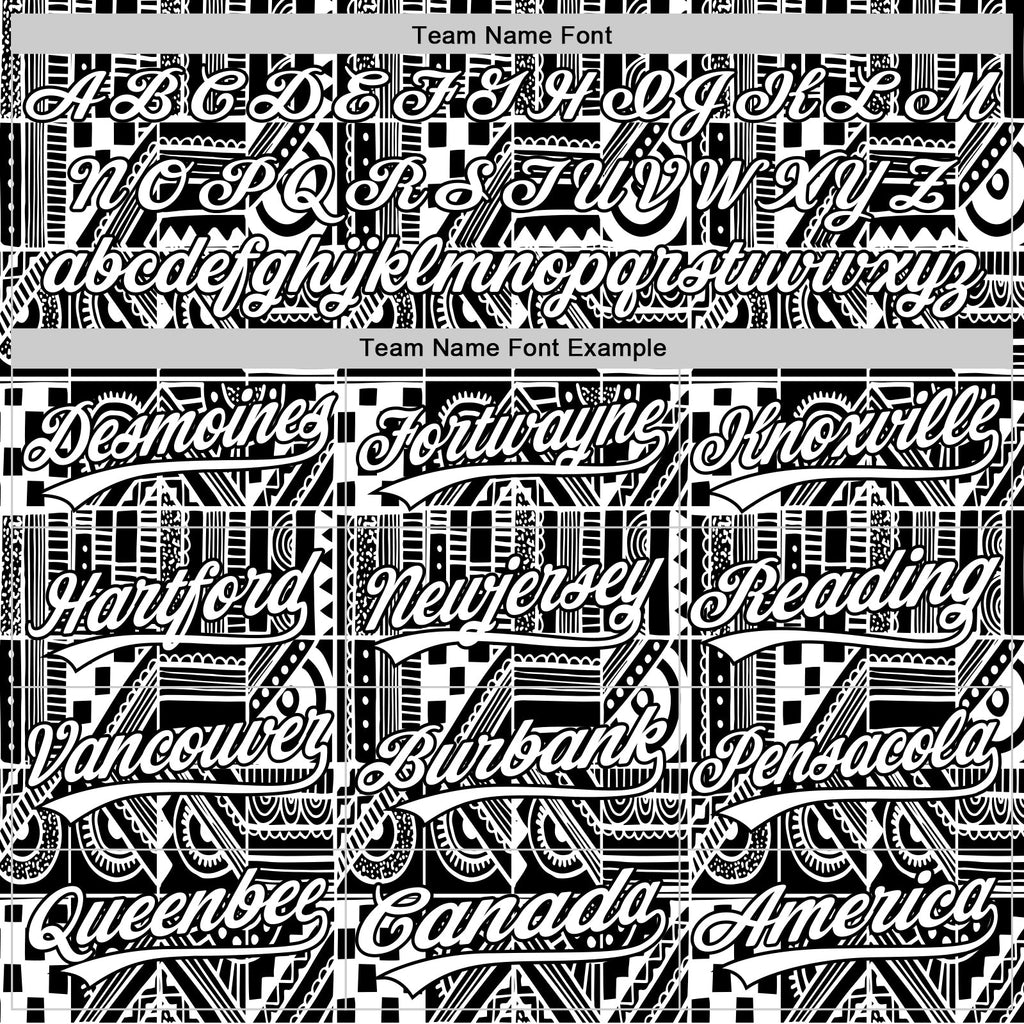 Custom Black White 3D Pattern Design Geometric Monochrome Mosaic Style Authentic Baseball Jersey