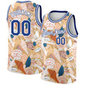 Custom City Cream Royal-White 3D Pattern Beach Seashells And Starfishes Authentic Basketball Jersey