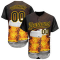 Custom Black Yellow 3D Pattern Design Beer Festival Authentic Baseball Jersey