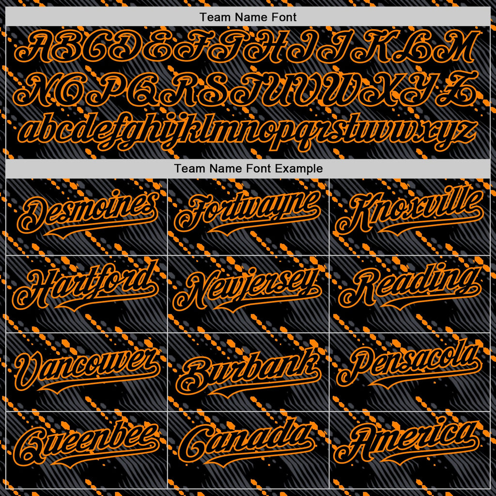 Custom Black Bay Orange 3D Pattern Design Slant Lines Authentic Baseball Jersey