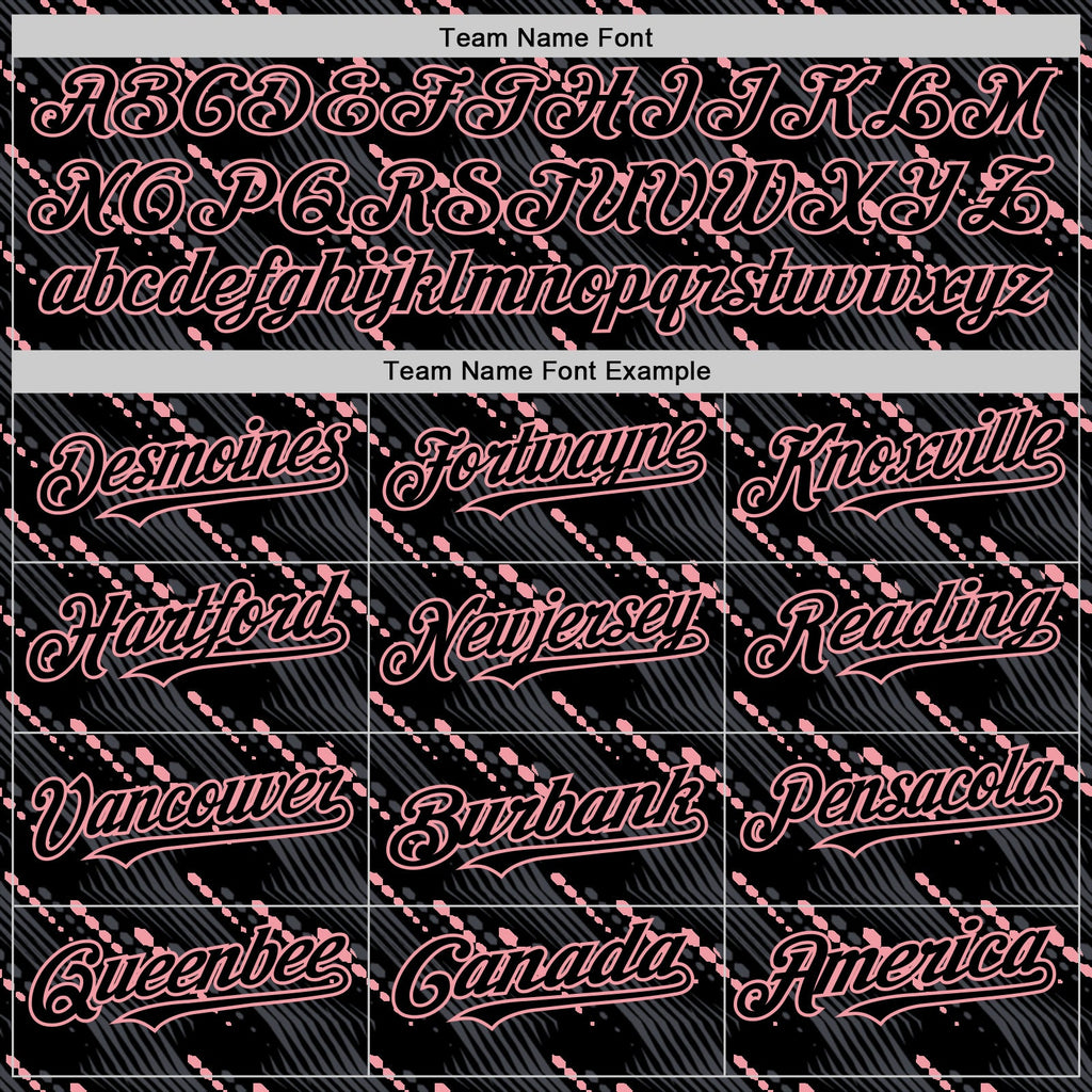 Custom Black Medium Pink 3D Pattern Design Slant Lines Authentic Baseball Jersey