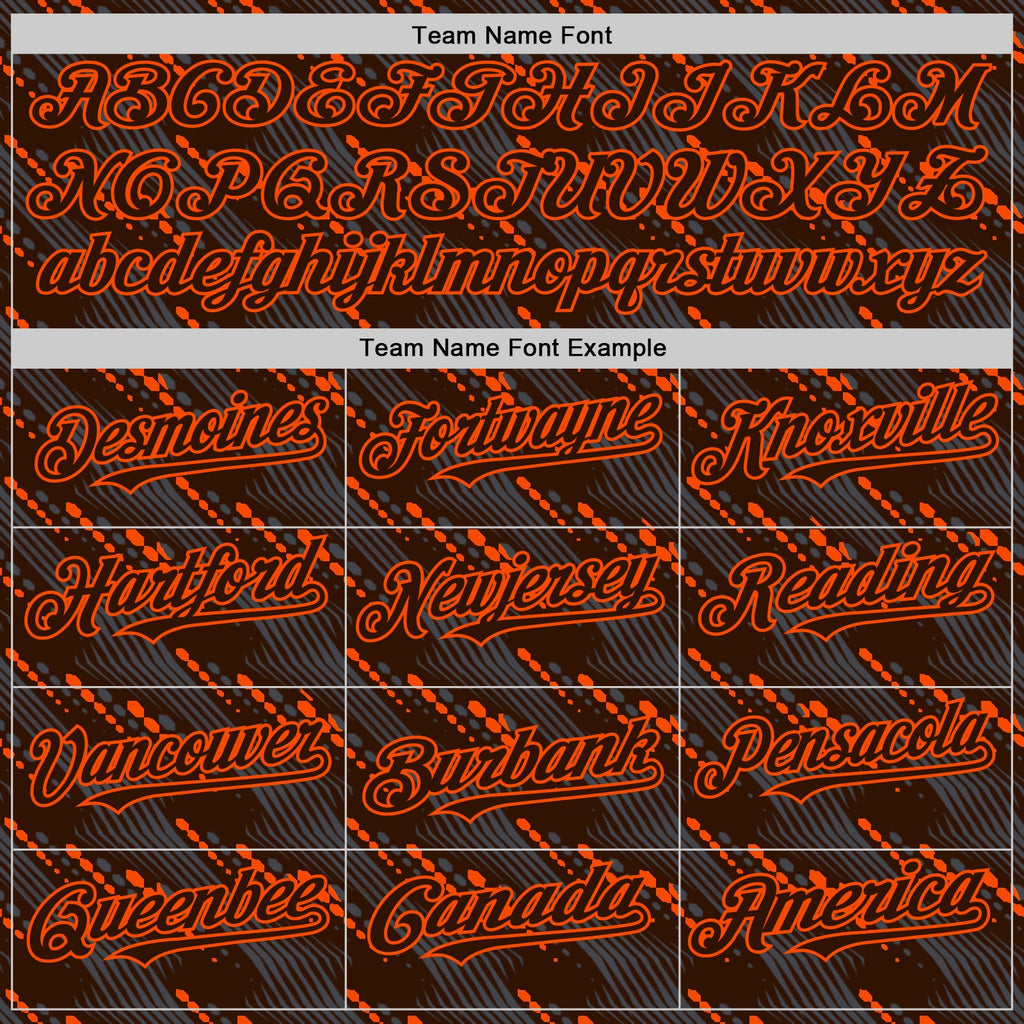 Custom Brown Orange 3D Pattern Design Slant Lines Authentic Baseball Jersey
