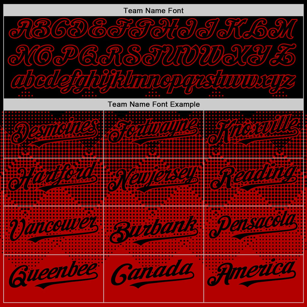 Custom Black Red 3D Pattern Design Gradient Square Shapes Authentic Baseball Jersey
