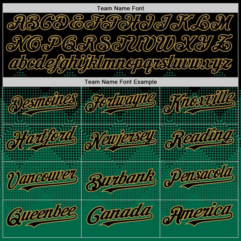 Custom Black Kelly Green-Old Gold 3D Pattern Design Gradient Square Shapes Authentic Baseball Jersey