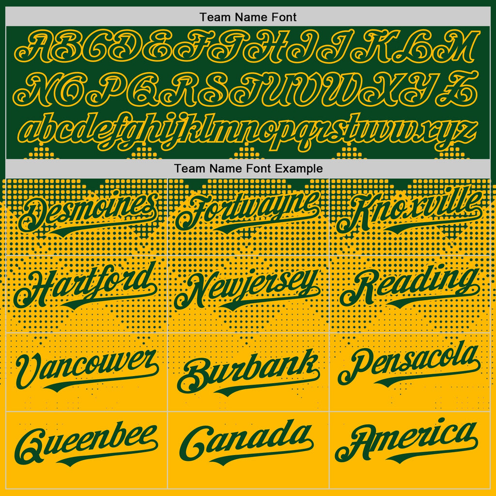 Custom Green Gold 3D Pattern Design Gradient Square Shapes Authentic Baseball Jersey