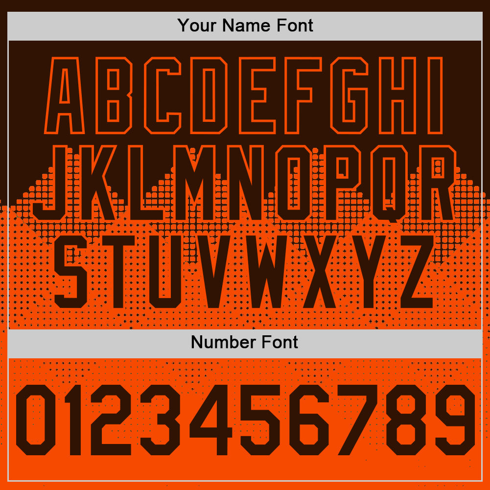 Custom Brown Orange 3D Pattern Design Gradient Square Shapes Authentic Baseball Jersey