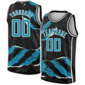 Custom Black Panther Blue-White 3D Pattern Design Torn Paper Style Authentic Basketball Jersey