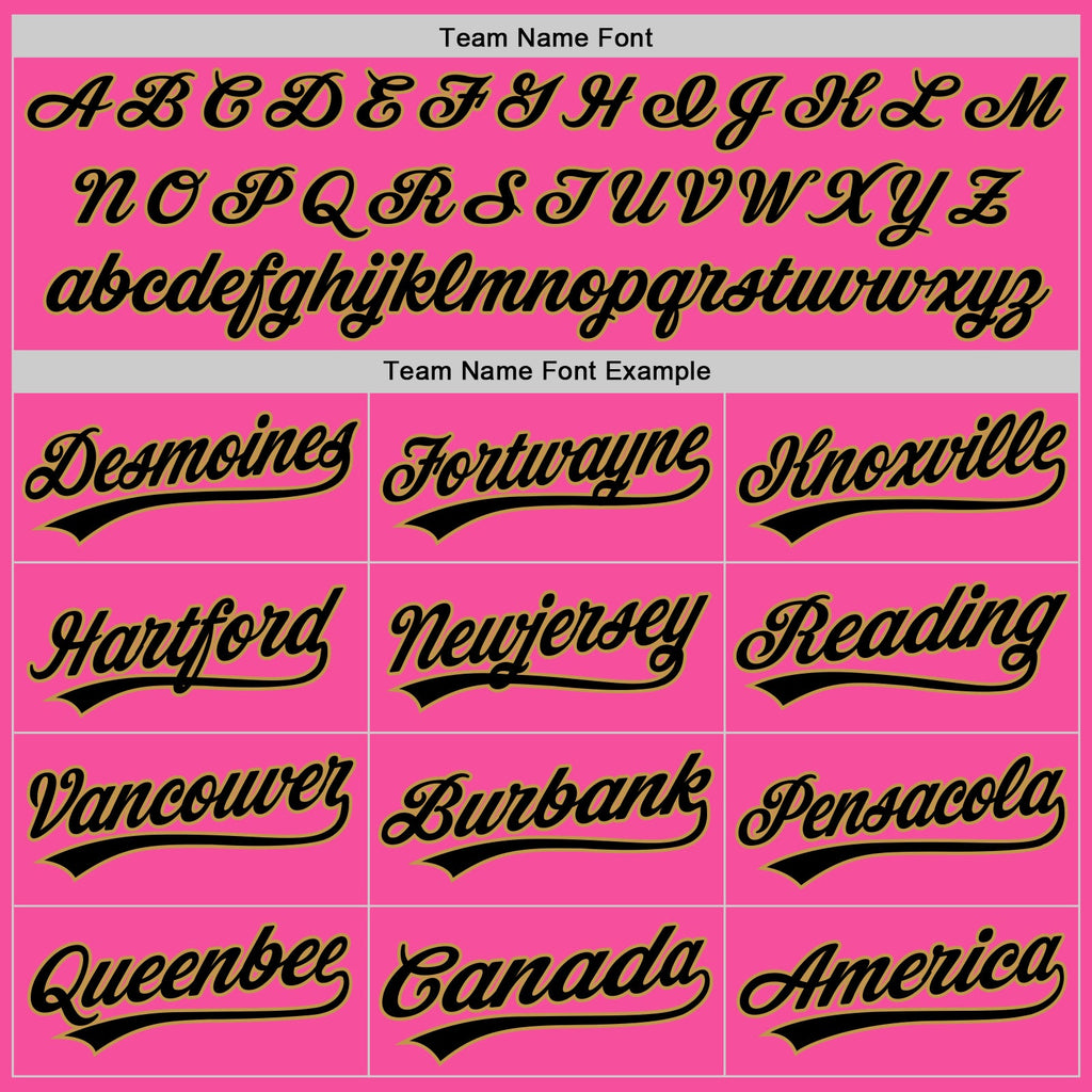 Custom Graffiti Pattern Black Pink-Old Gold 3D Scratch Authentic Baseball Jersey