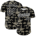 Custom Black White 3D Pattern Design Boats And Fish Authentic Baseball Jersey