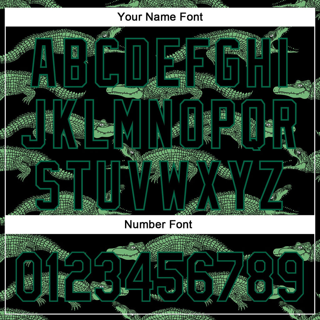 Custom Black Kelly Green 3D Pattern Design Crocodile Authentic Baseball Jersey