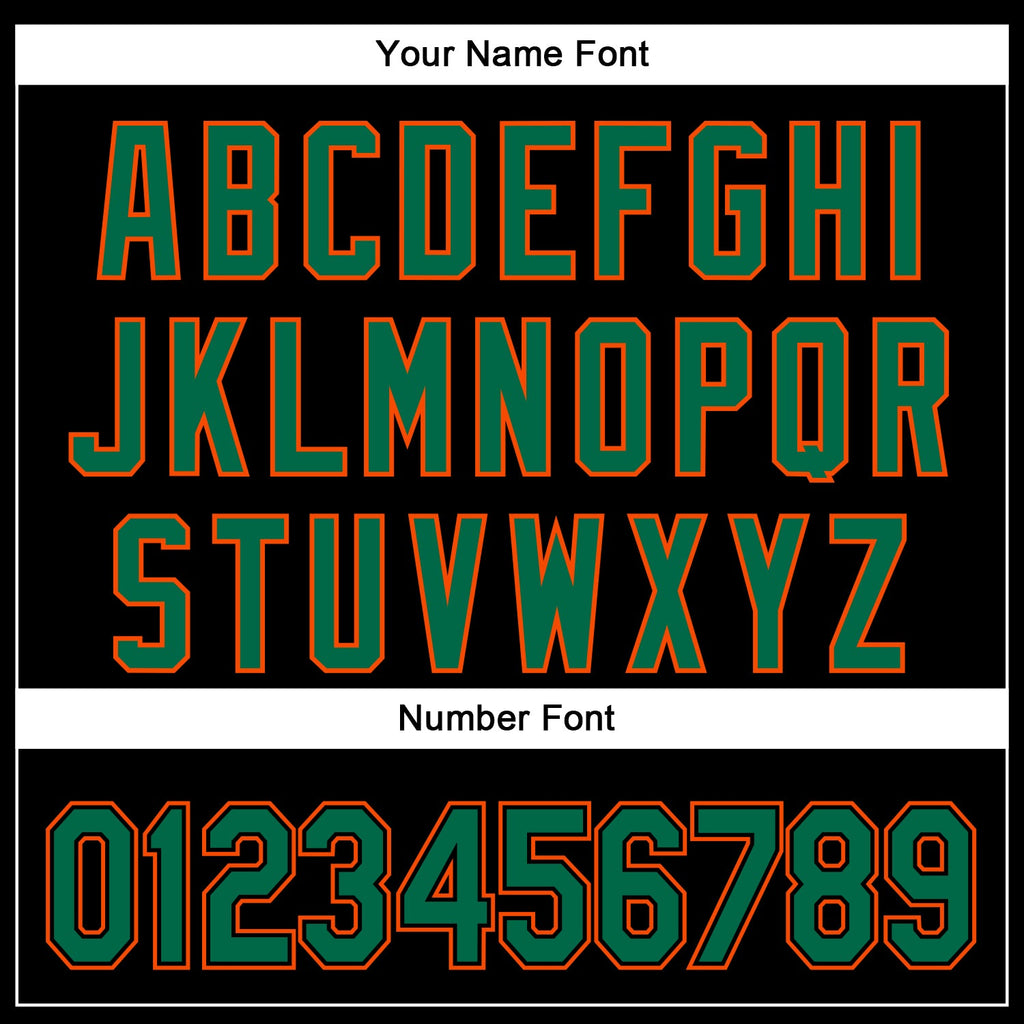 Custom Black Kelly Green-Orange 3D Pattern Design Curve Solid Authentic Baseball Jersey