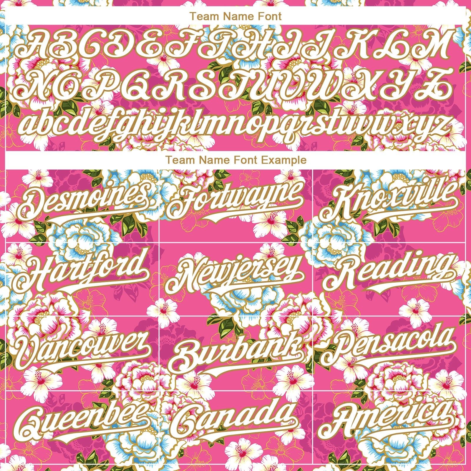 Custom Hot Pink White-Old Gold 3D Pattern Design Northeast China Big Flower Authentic Baseball Jersey