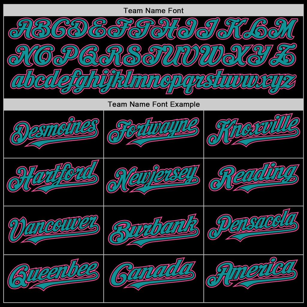 Custom Black Pink-Teal Line Authentic Baseball Jersey