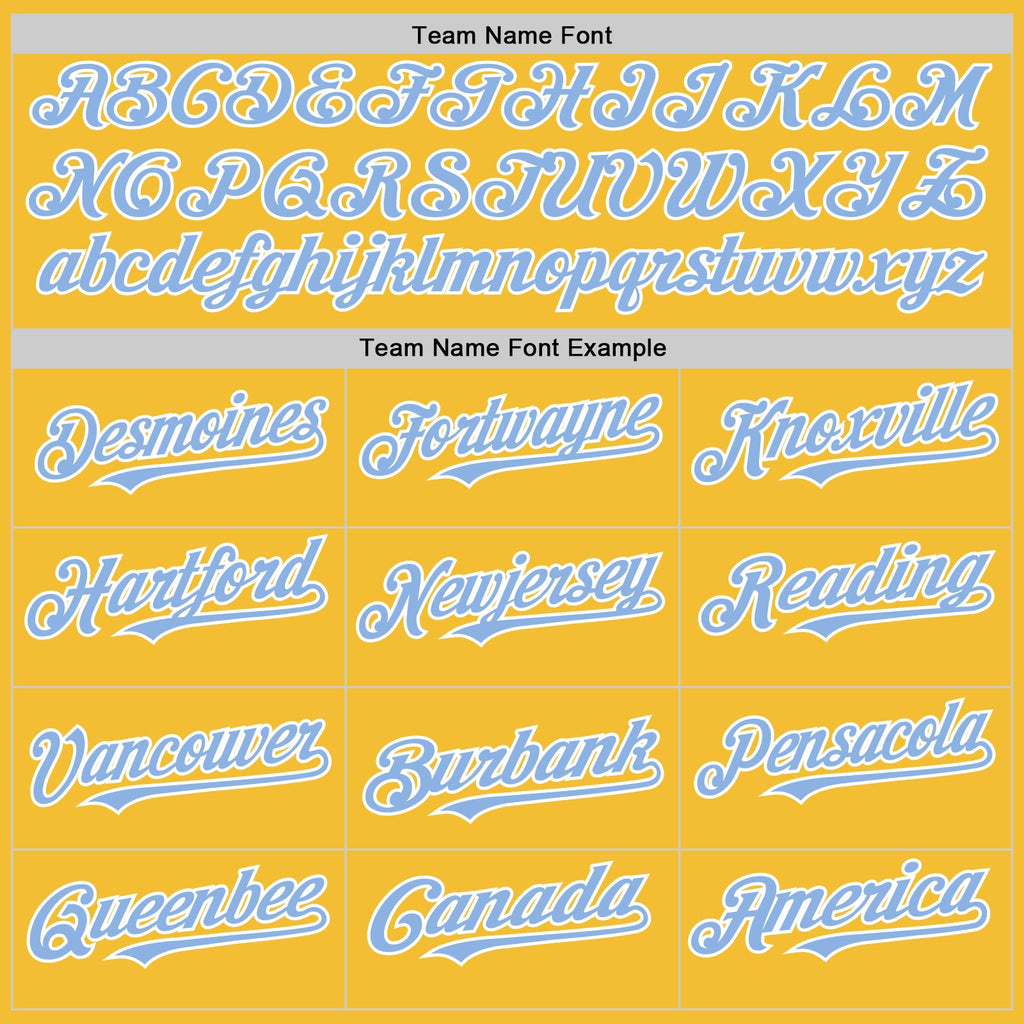 Custom Gold Light Blue-White Line Authentic Baseball Jersey