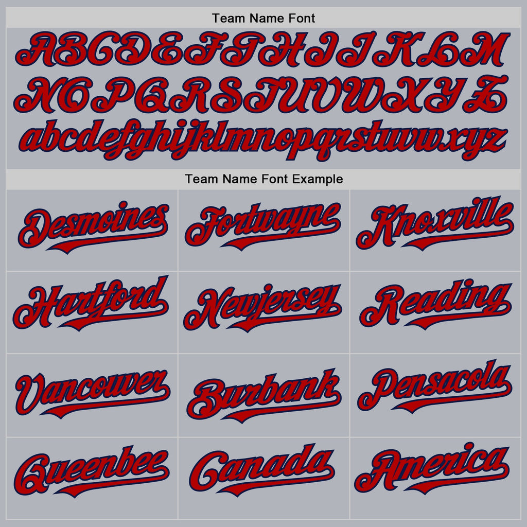 Custom Gray Red-Navy Line Authentic Baseball Jersey