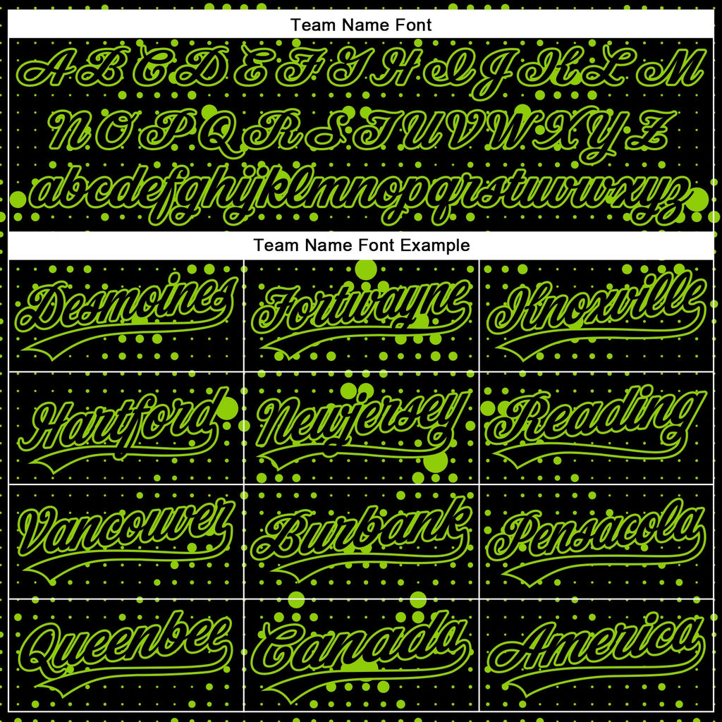 Custom Black Neon Green 3D Pattern Design Geometric Halftone Dots Authentic Baseball Jersey