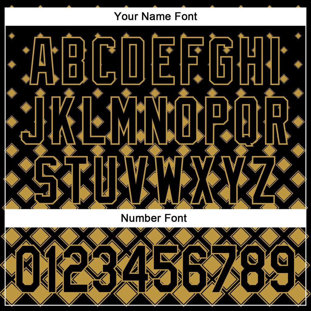Custom Black Old Gold 3D Pattern Design Geometric Shapes Authentic Baseball Jersey