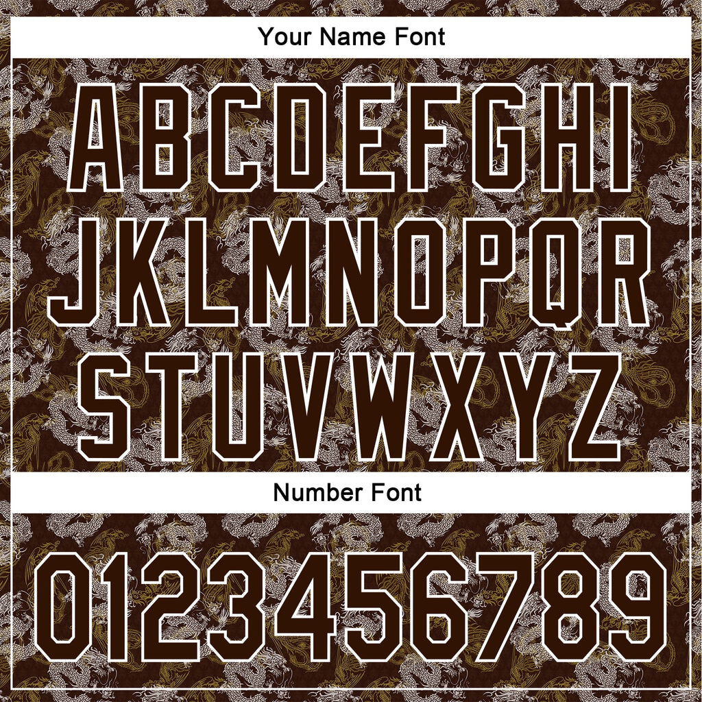 Custom Brown White 3D Pattern Design Animal Loongfeng Authentic Baseball Jersey