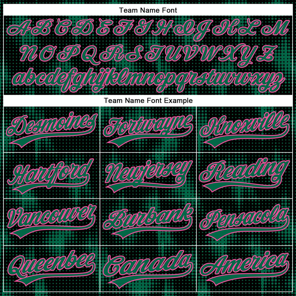 Custom Black Kelly Green-Pink 3D Pattern Design Halftone Dots Authentic Baseball Jersey