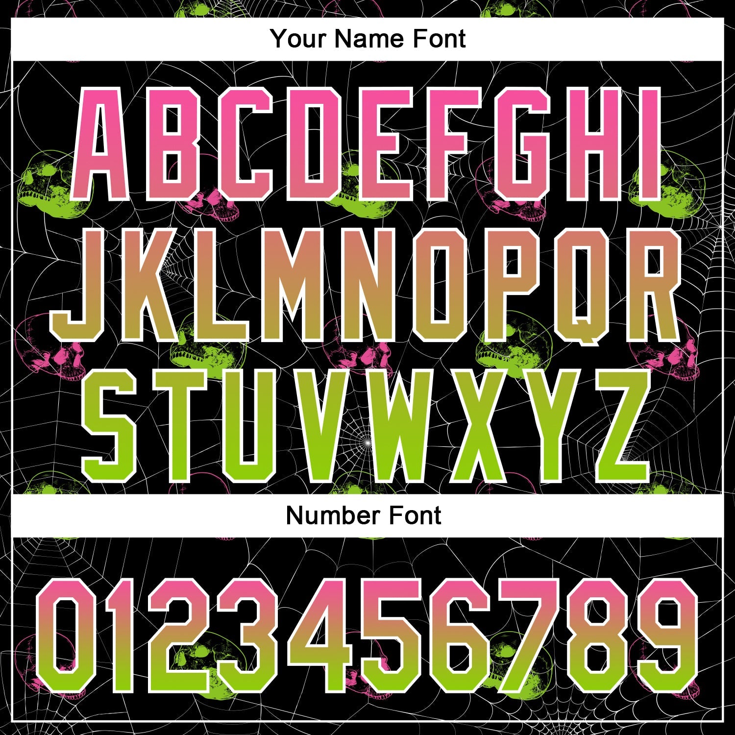 Custom Black Pink-Neon Green 3D Gothic Style Fluorescence Skull Authentic Baseball Jersey