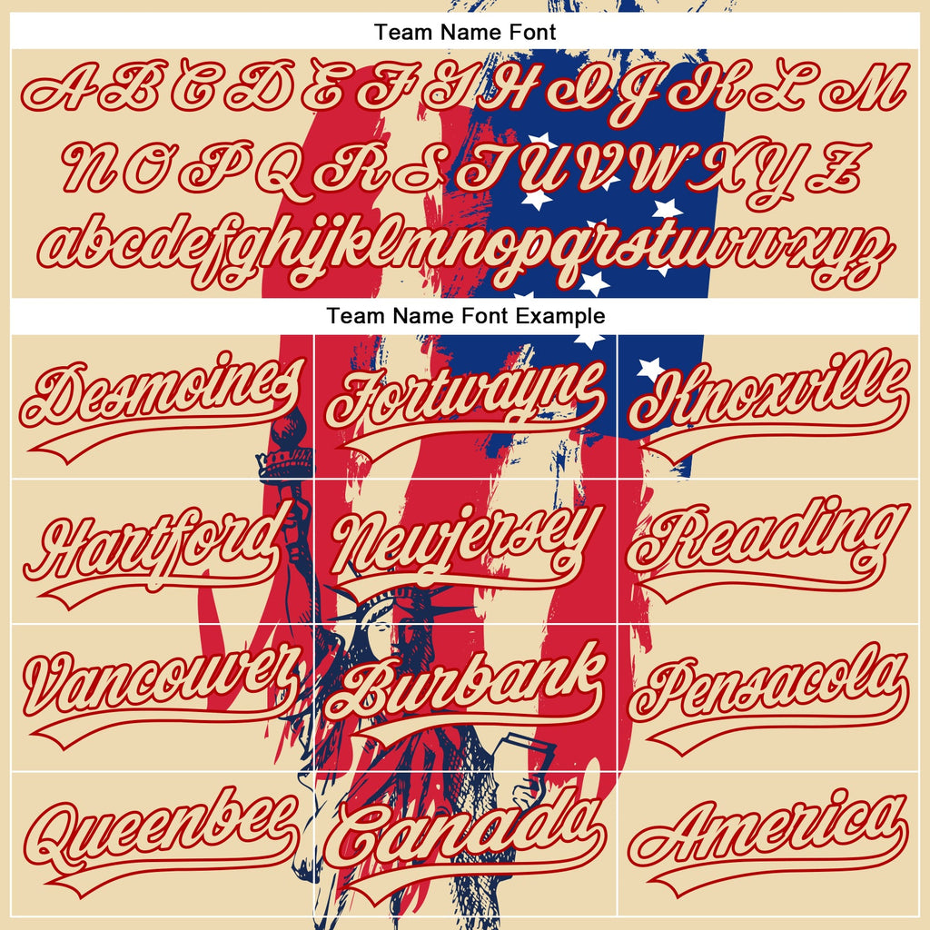 Custom Cream Red-Royal 3D Pattern Design American Spirit American Eagle And Stars Authentic Baseball Jersey