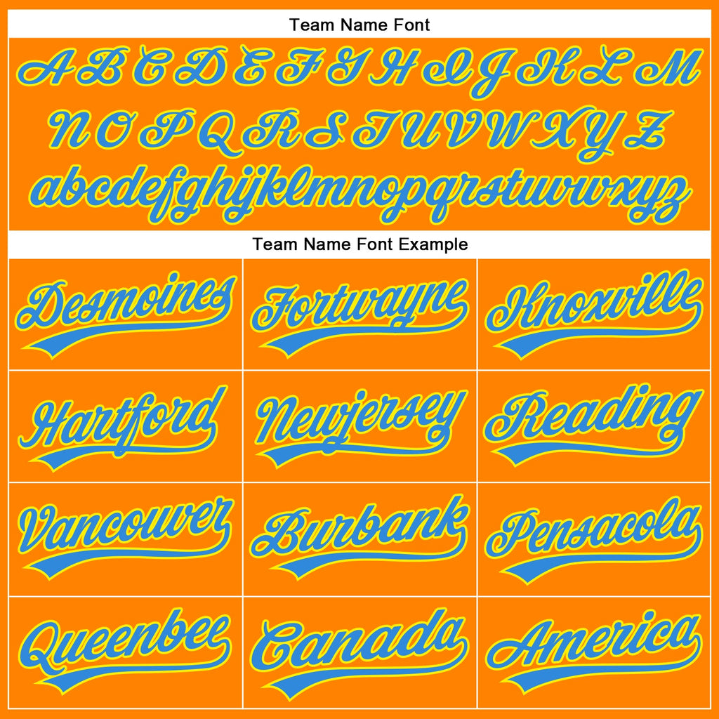 Custom Bay Orange Electric Blue-Light Yellow 3D Pattern Design Champion Trophy Authentic Baseball Jersey