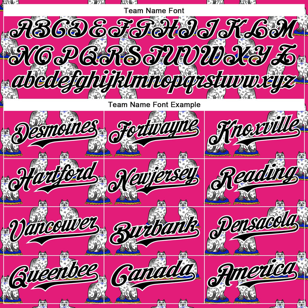 Custom Hot Pink Black-White 3D Emi Bee Staffordshire Cat Authentic Baseball Jersey