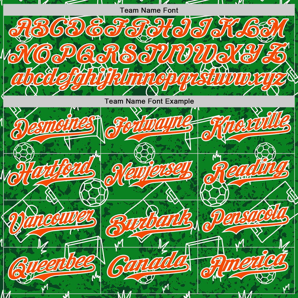 Custom Grass Green Orange-White Comic Doodle Ballgame 3D Pattern Design Authentic Baseball Jersey