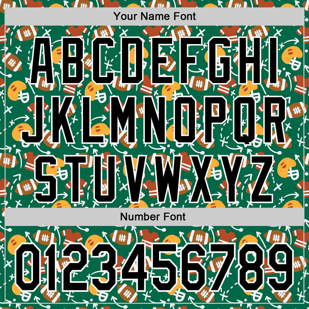 Custom Kelly Green Black-White Comic Doodle Ballgame 3D Pattern Design Authentic Baseball Jersey