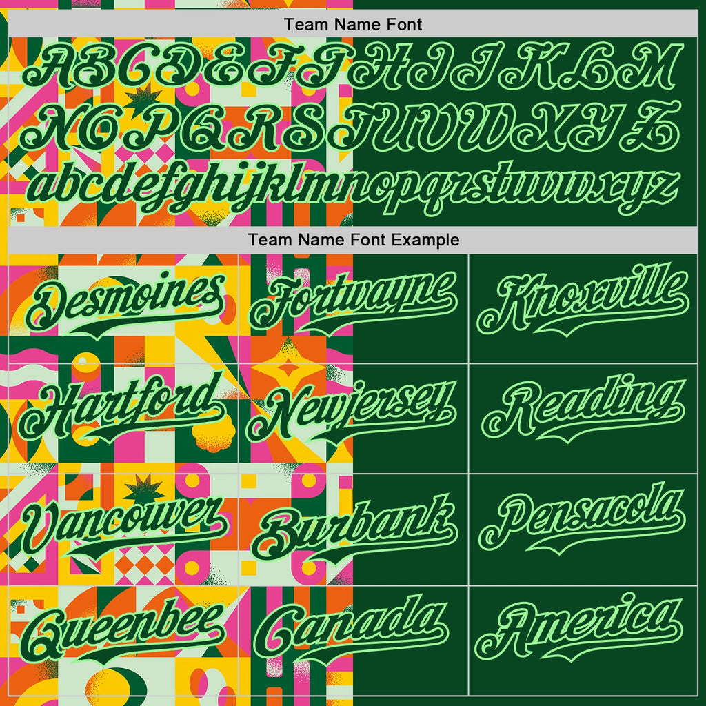 Custom Green Pea Green 3D Ambartive Abstract Shapes Pattern Authentic Baseball Jersey