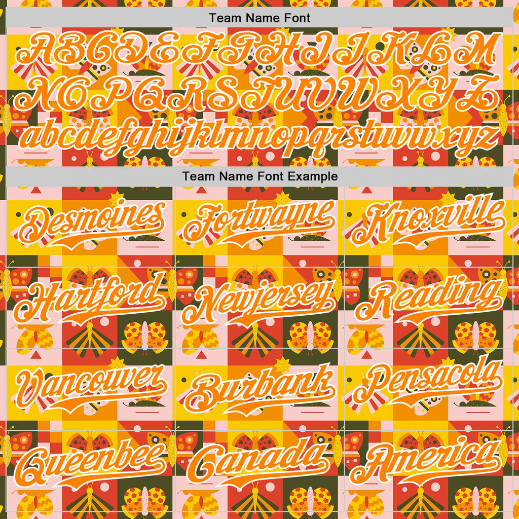 Custom Bay Orange White 3D Ambartive Checkered Butterfly Pattern Authentic Baseball Jersey
