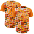 Custom Bay Orange White 3D Ambartive Checkered Butterfly Pattern Authentic Baseball Jersey