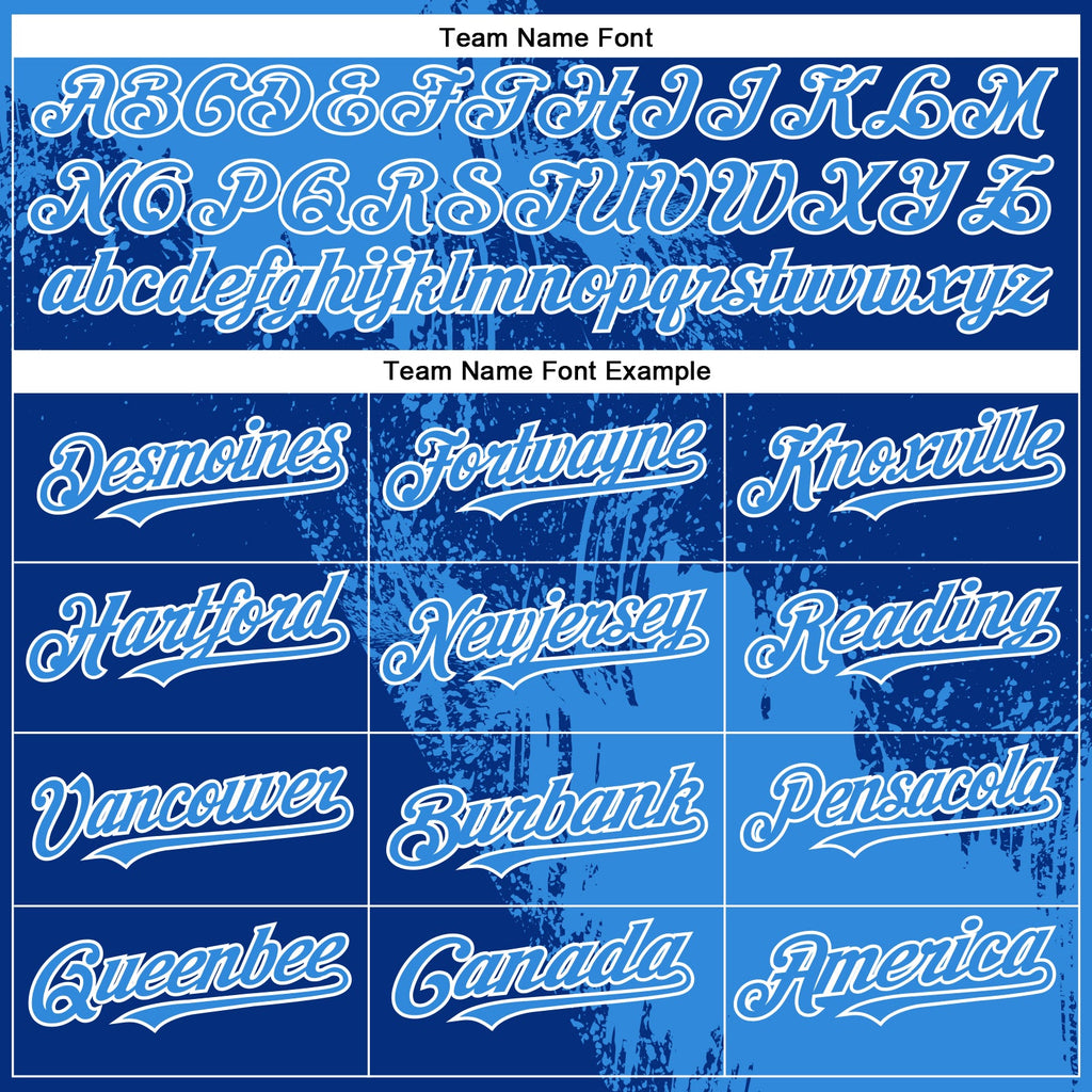Custom Electric Blue Royal-White 3D Pattern Design Abstract Brush Stroke Authentic Baseball Jersey