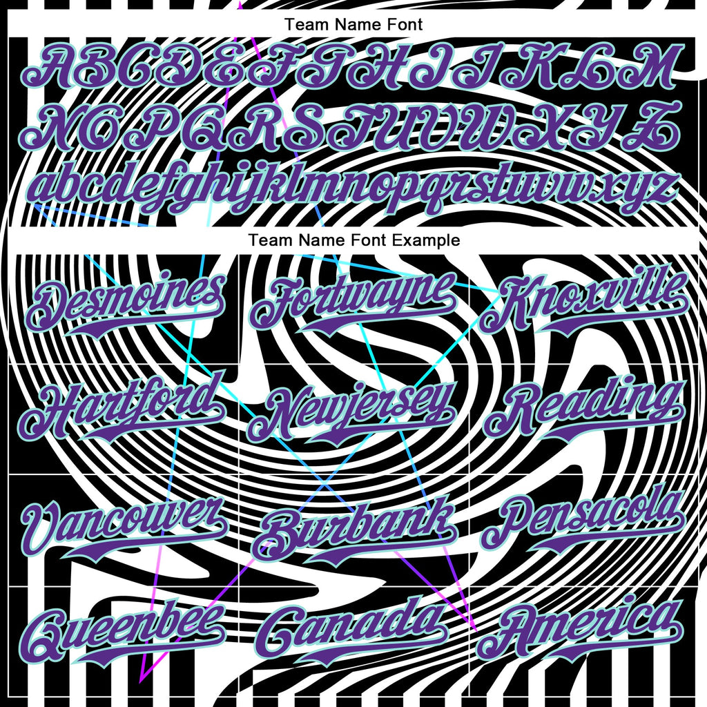 Custom Black Purple-Ice Blue 3D Pattern Design Rave Psychedelic Fluid Art Authentic Baseball Jersey