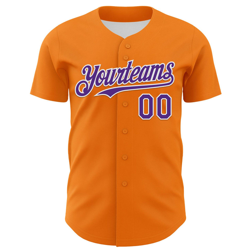 Custom Bay Orange Purple-White 3D Pattern Design Rave Psychedelic Neon Fluid Art Authentic Baseball Jersey
