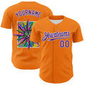 Custom Bay Orange Purple-White 3D Pattern Design Rave Psychedelic Neon Fluid Art Authentic Baseball Jersey