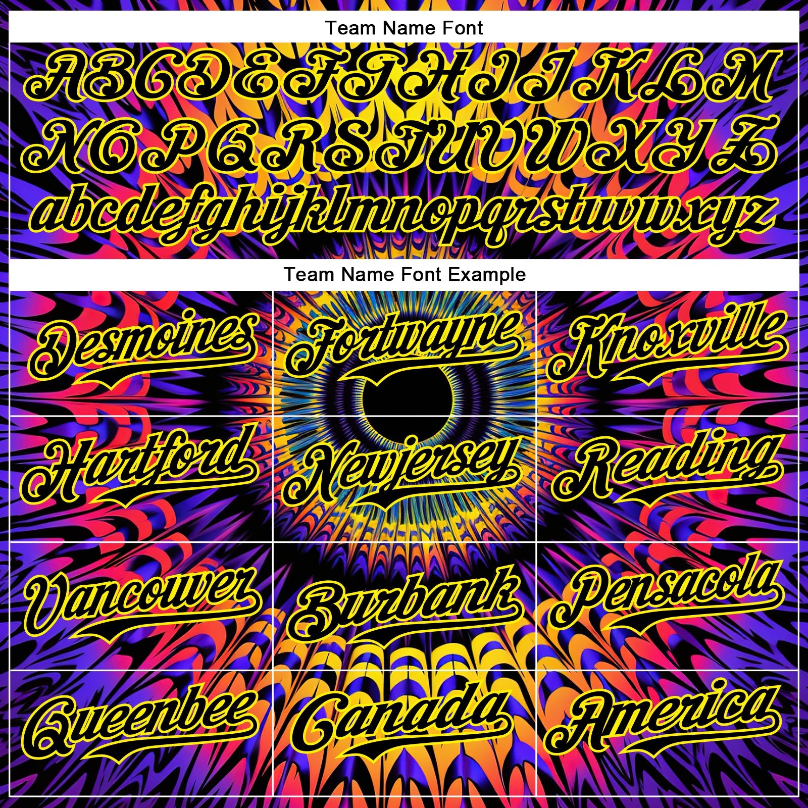 Custom Black Light Yellow 3D Pattern Design Rave Psychedelic Fractal Style Authentic Baseball Jersey