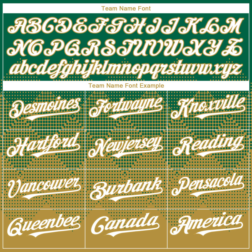 Custom Kelly Green White-Old Gold 3D Gradient Square Shape Authentic Baseball Jersey