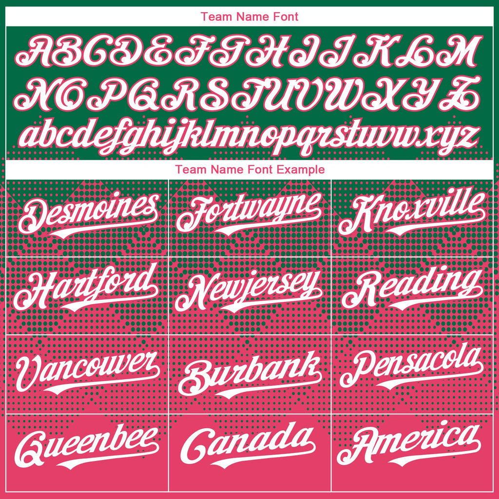 Custom Kelly Green White-Neon Pink 3D Gradient Square Shape Authentic Baseball Jersey
