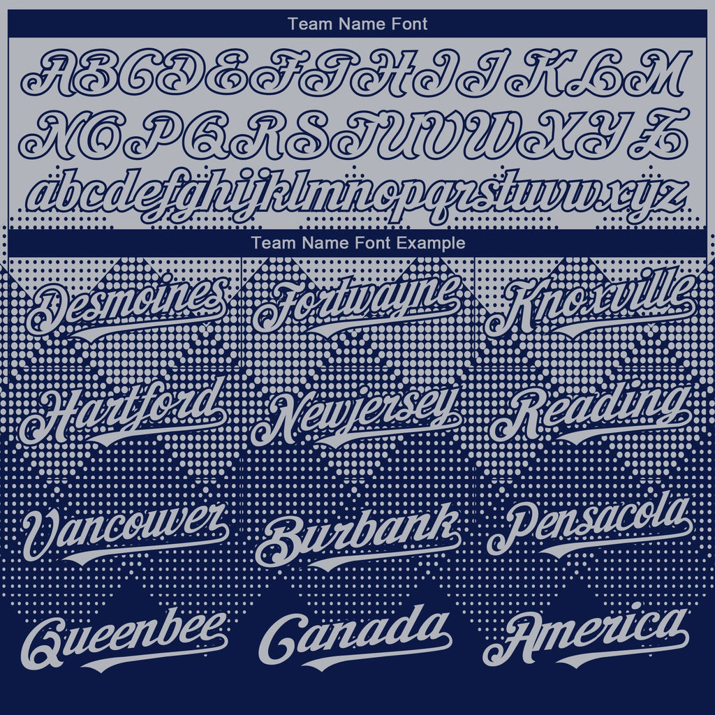 Custom Gray Navy 3D Gradient Square Shape Authentic Baseball Jersey