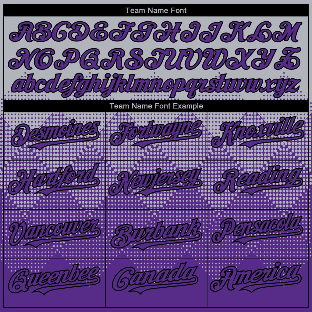 Custom Gray Purple-Black 3D Gradient Square Shape Authentic Baseball Jersey
