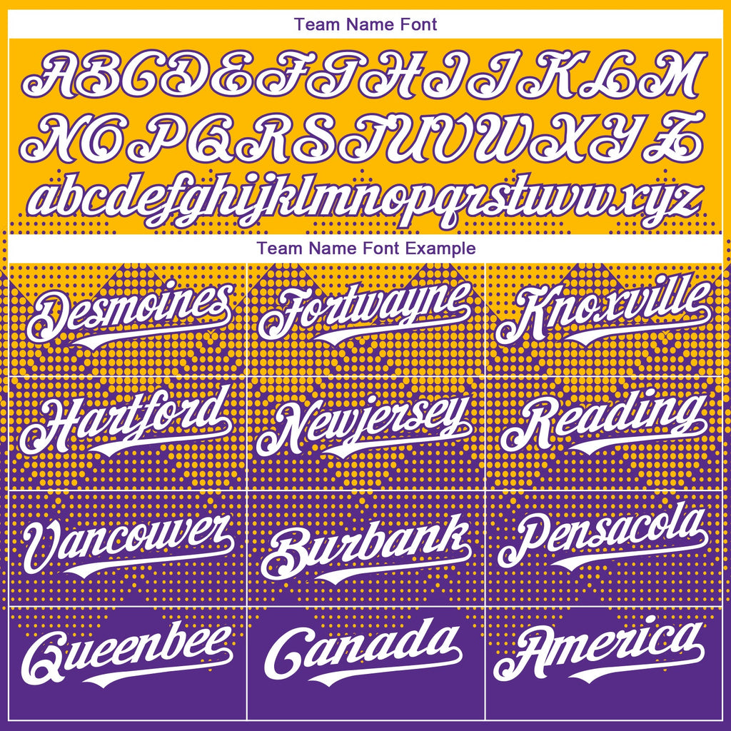 Custom Gold White-Purple 3D Gradient Square Shape Authentic Baseball Jersey