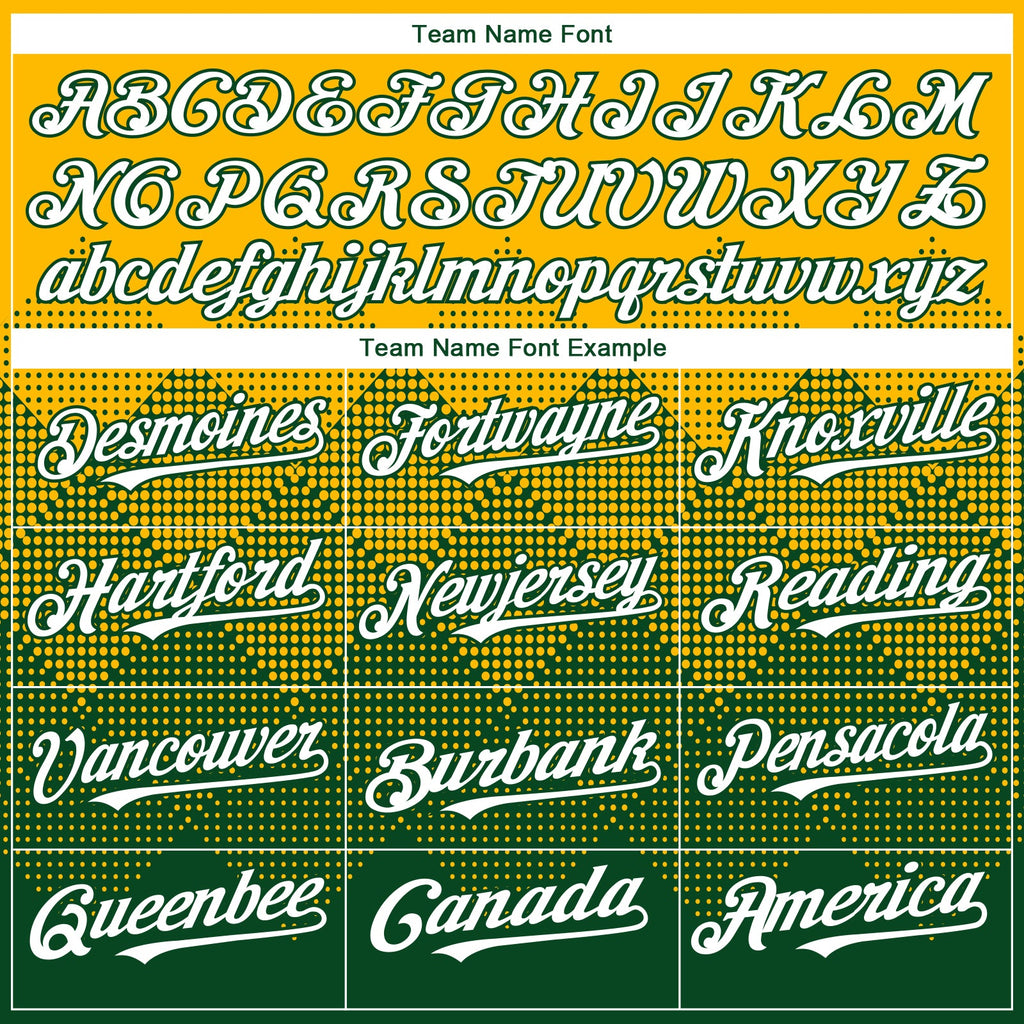 Custom Gold White-Green 3D Gradient Square Shape Authentic Baseball Jersey