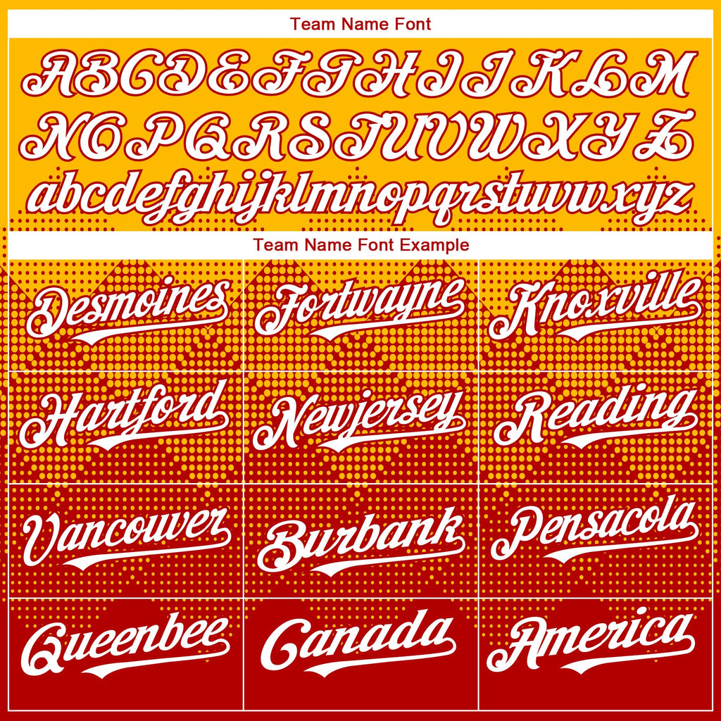 Custom Gold White-Red 3D Gradient Square Shape Authentic Baseball Jersey