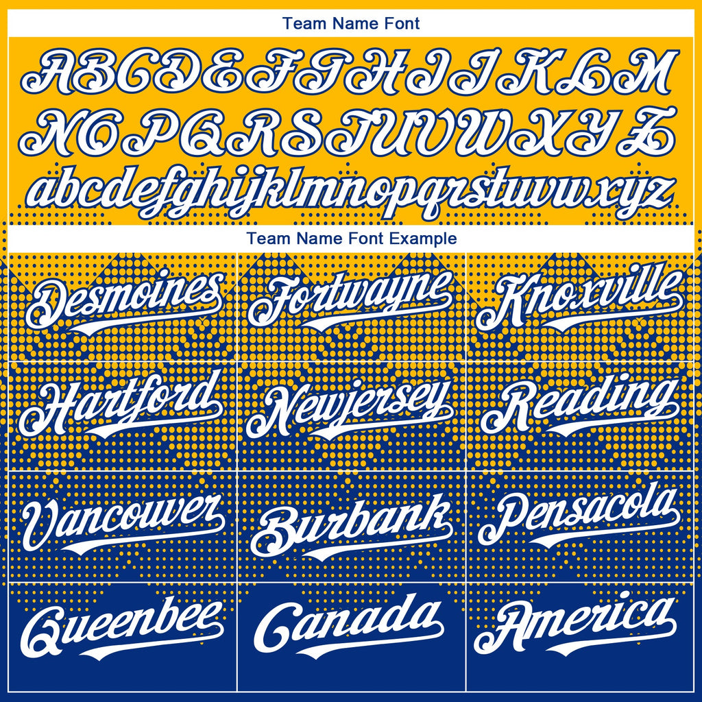 Custom Gold White-Royal 3D Gradient Square Shape Authentic Baseball Jersey