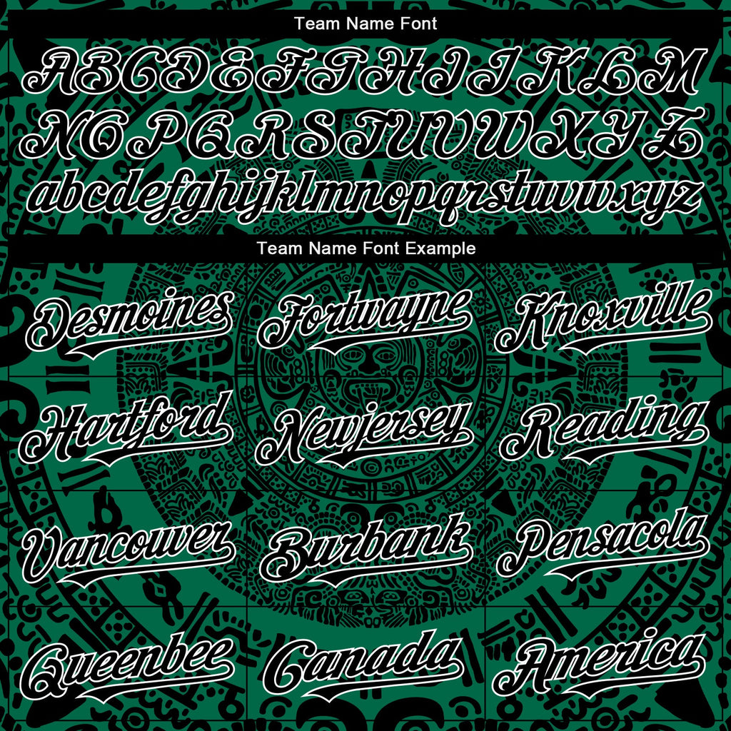 Custom Kelly Green Black-White 3D Mexico Authentic Baseball Jersey