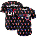 Custom Black USA Flag-White 3D Patriotic American Flag Authentic Baseball Jersey