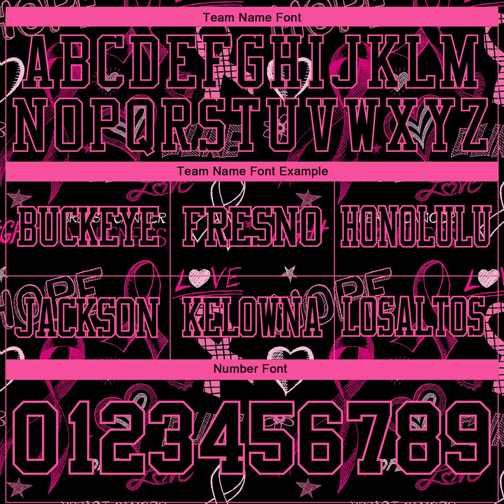 Custom Black Pink 3D Pattern Pink Ribbon Breast Cancer Awareness Month Women Health Care Support Authentic Football Jersey